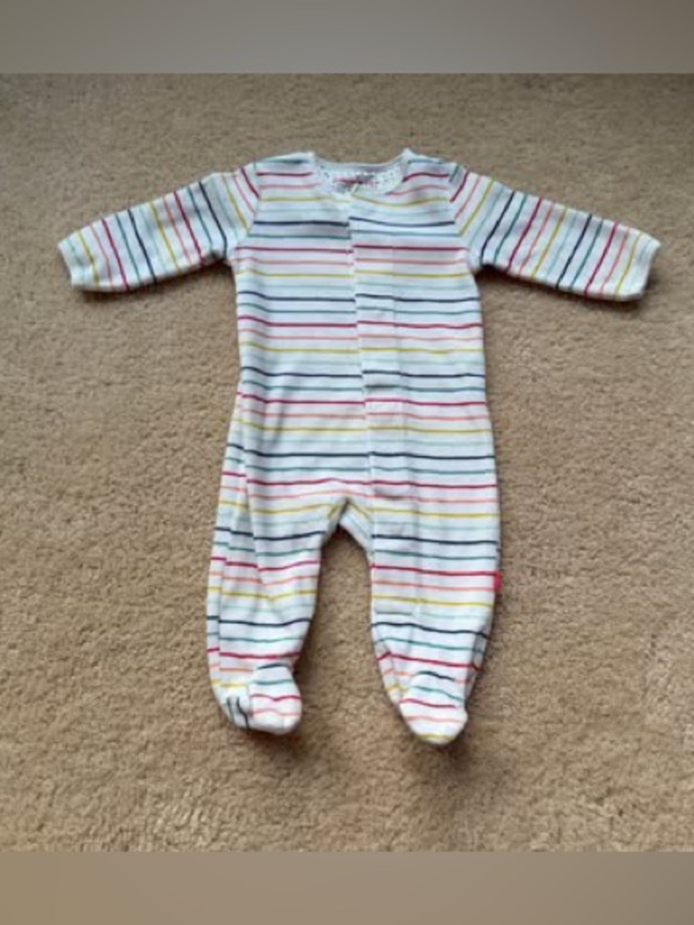 Magnetic Me Rainbow Striped Velour Footie One Piece - 0-3 months 8-12 lbs - EUC